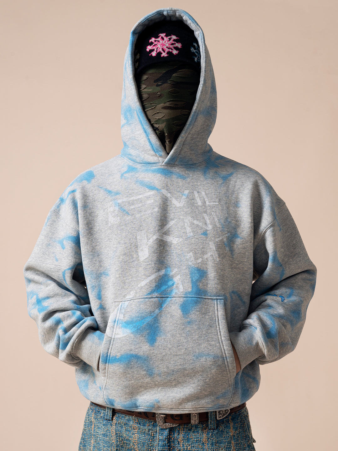 EVILKNIGHT(EK) Hand Painted Gradient Water Wave Printing Hoodie