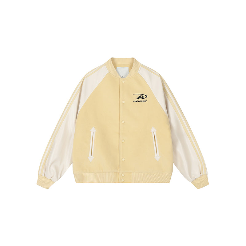 Achock Contrasting Color Shoulder Sleeve Baseball Jacket | Face 3 Face