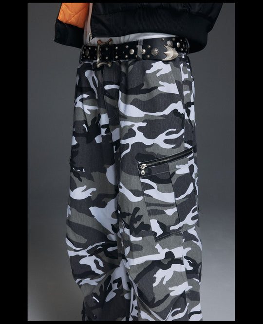 NOVACAM Snow Camouflage Baggy Work Cargo Pants | Face 3 Face