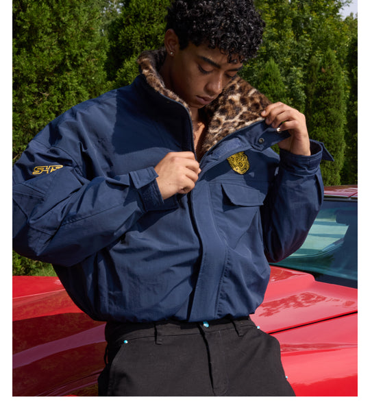 S45 Leopard Fur Lined Nylon Tactical Jacket | Face 3 Face