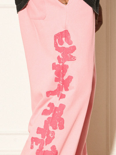 EMPTY REFERENCE Pink Distressed Logo Sweatpants
