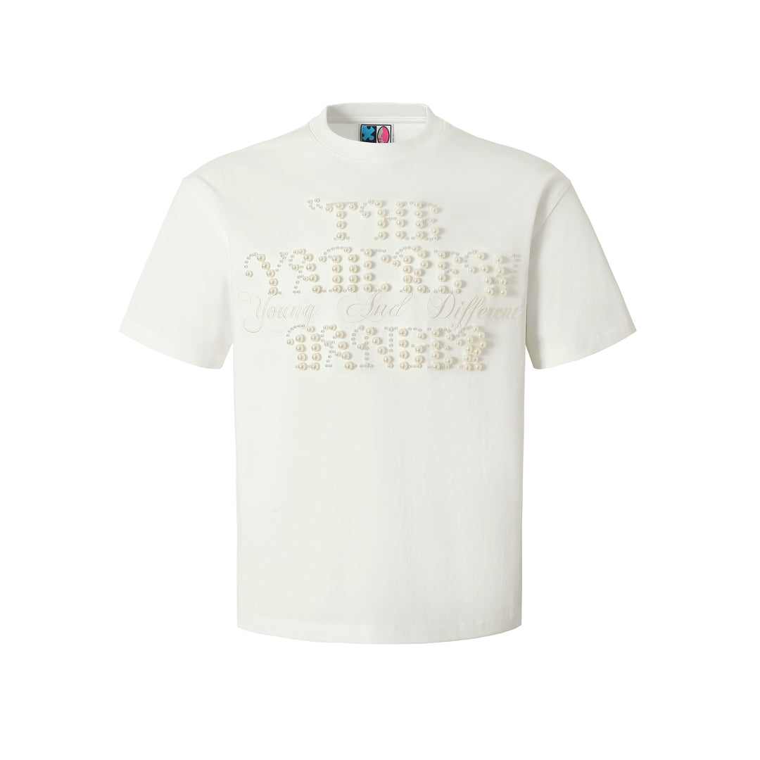 YADcrew Pearl Typography Logo Embroidered Tee | Face 3 Face