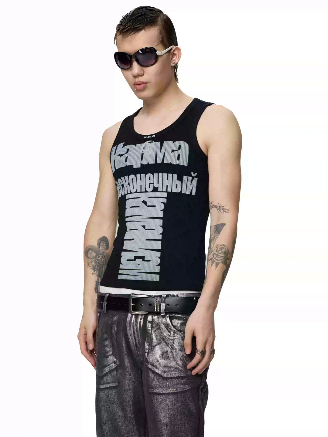 KARMANISTIC Logo Print Slim Tank Top | Face 3 Face