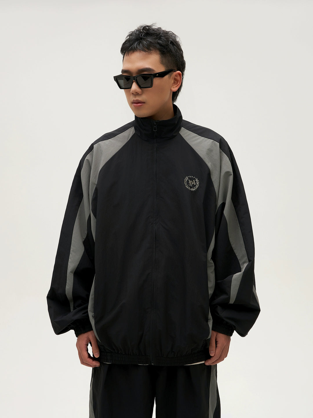 VOTE Black & Gray Patchwork Sport Track Jacket