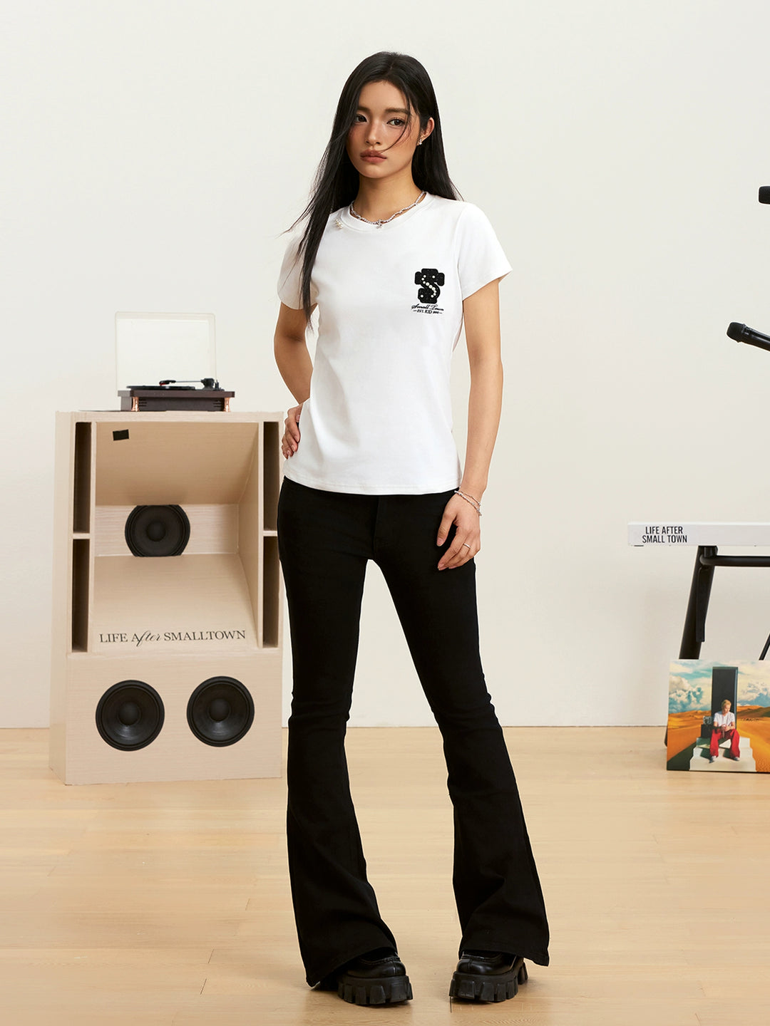 Small Town Kid Pearl Logo Patch Slim Fit Tee | Face 3 Face