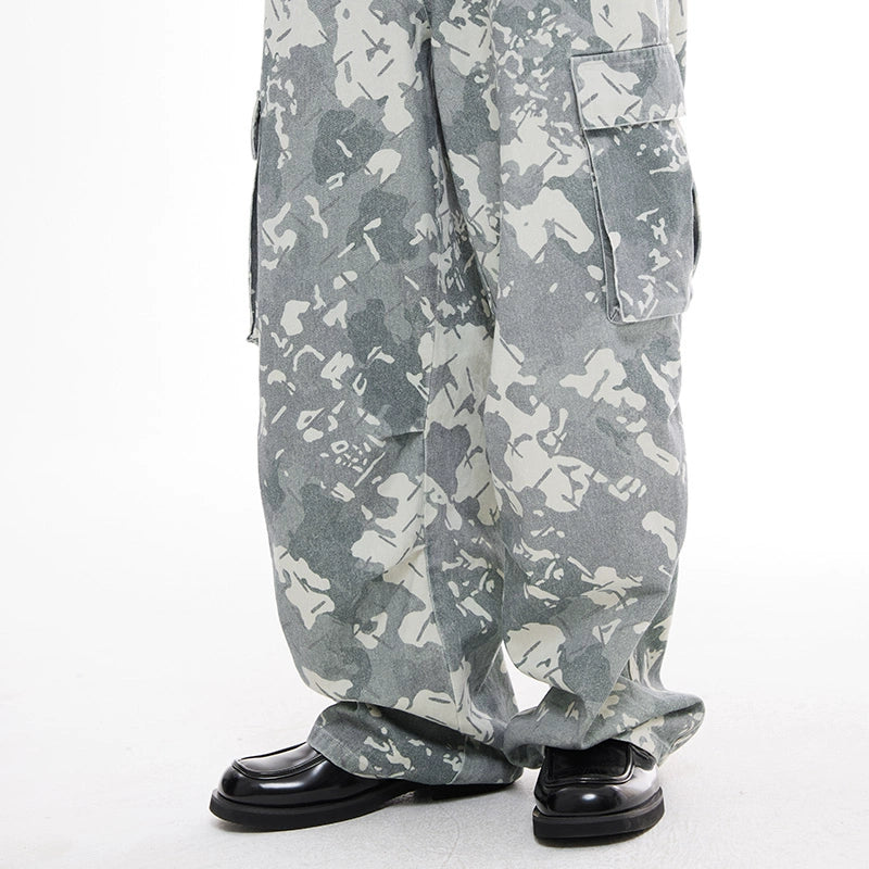 EMPTY REFERENCE Washed Camouflage Work Cargo Pants | Face 3 Face