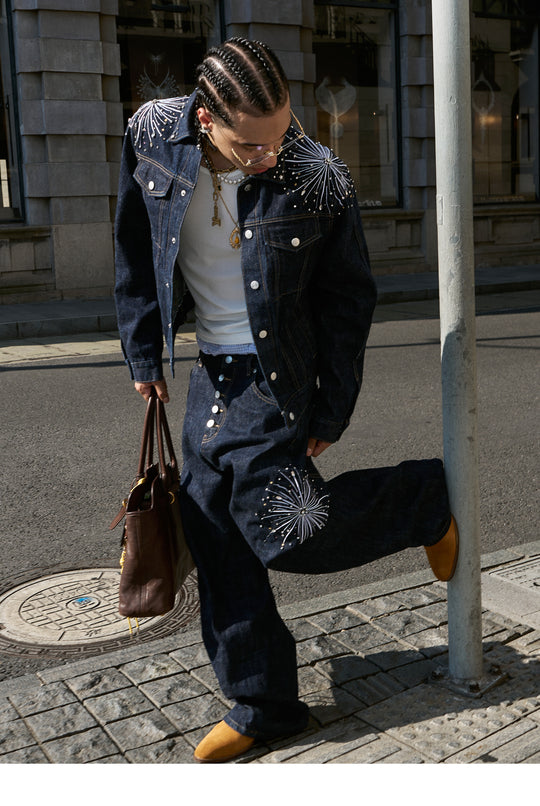 STEEPC Fireworks Rhinestone Denim Jeans | Face 3 Face