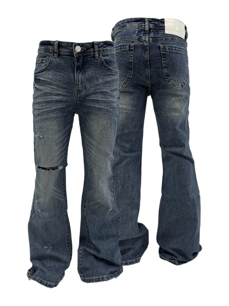 KARMANISTIC Washed Distressed Flared Jeans | Face 3 Face