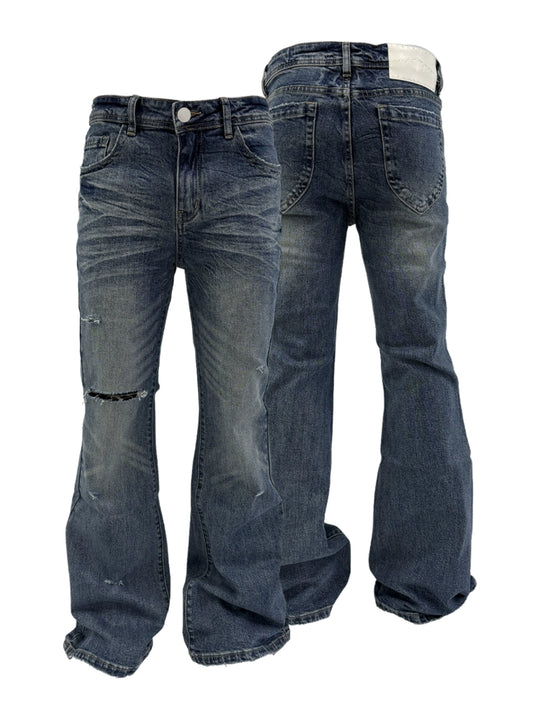 KARMANISTIC Washed Distressed Flared Jeans | Face 3 Face