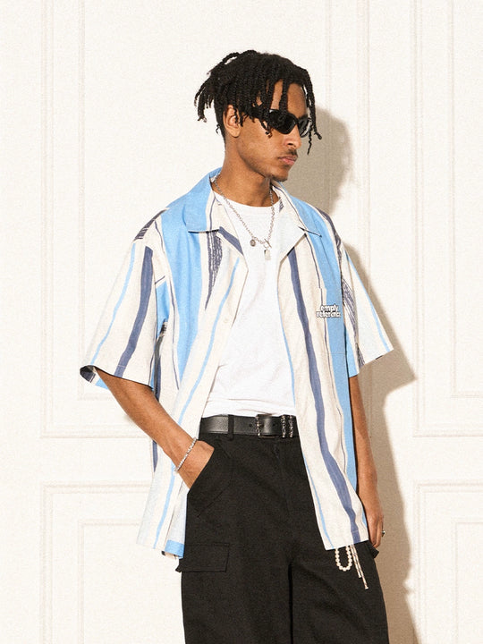 EMPTY REFERENCE Art Stripe Painting Short Sleeve Shirt