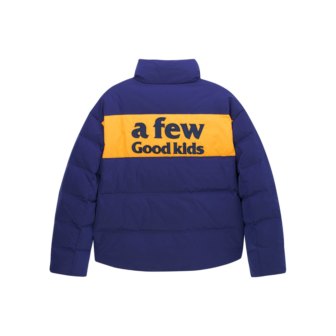 AFGK Contrasting Color Logo Embroidered Down Jacket | Face 3 Face