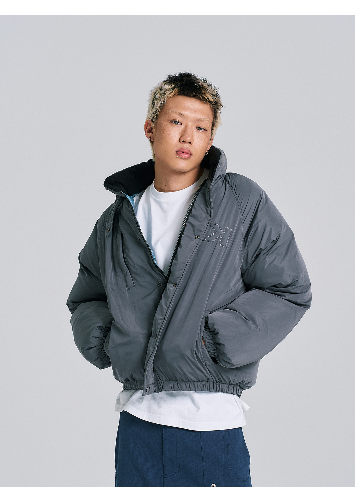 EVILKNIGHT(EK) Stand Up Collar Reversible Puffer Jacket | Face 3 Face