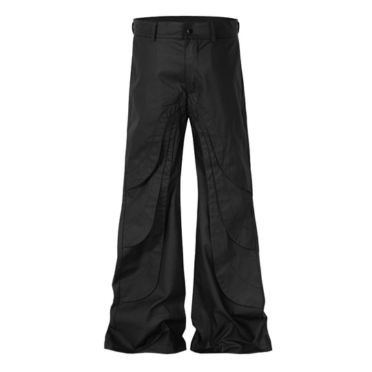 F3F Select Coated Waxed Black Micro Flare Pants