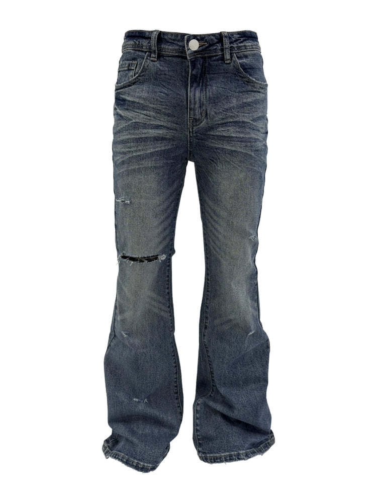 KARMANISTIC Washed Distressed Flared Jeans | Face 3 Face