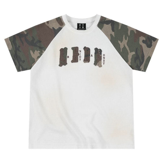 MEDM Camouflage Logo Patch Waffle Raglan Short Sleeve Tee | Face 3 Face