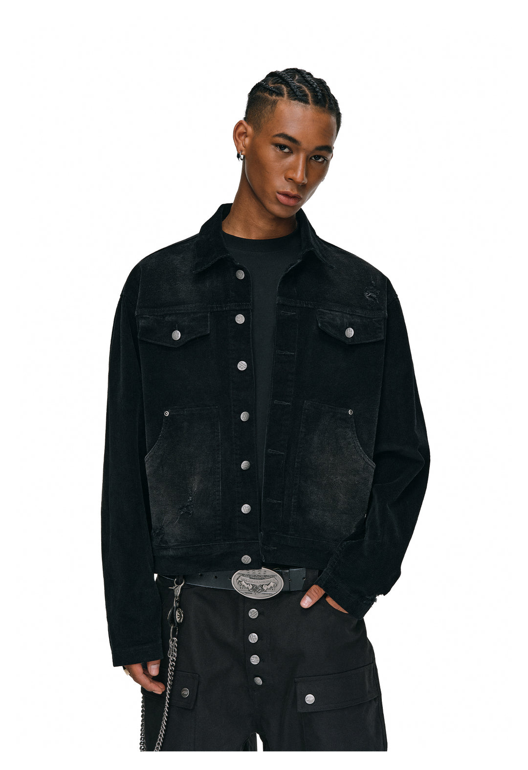 ANTIDOTE Distressed Washed Corduroy Work Jacket | Face 3 Face