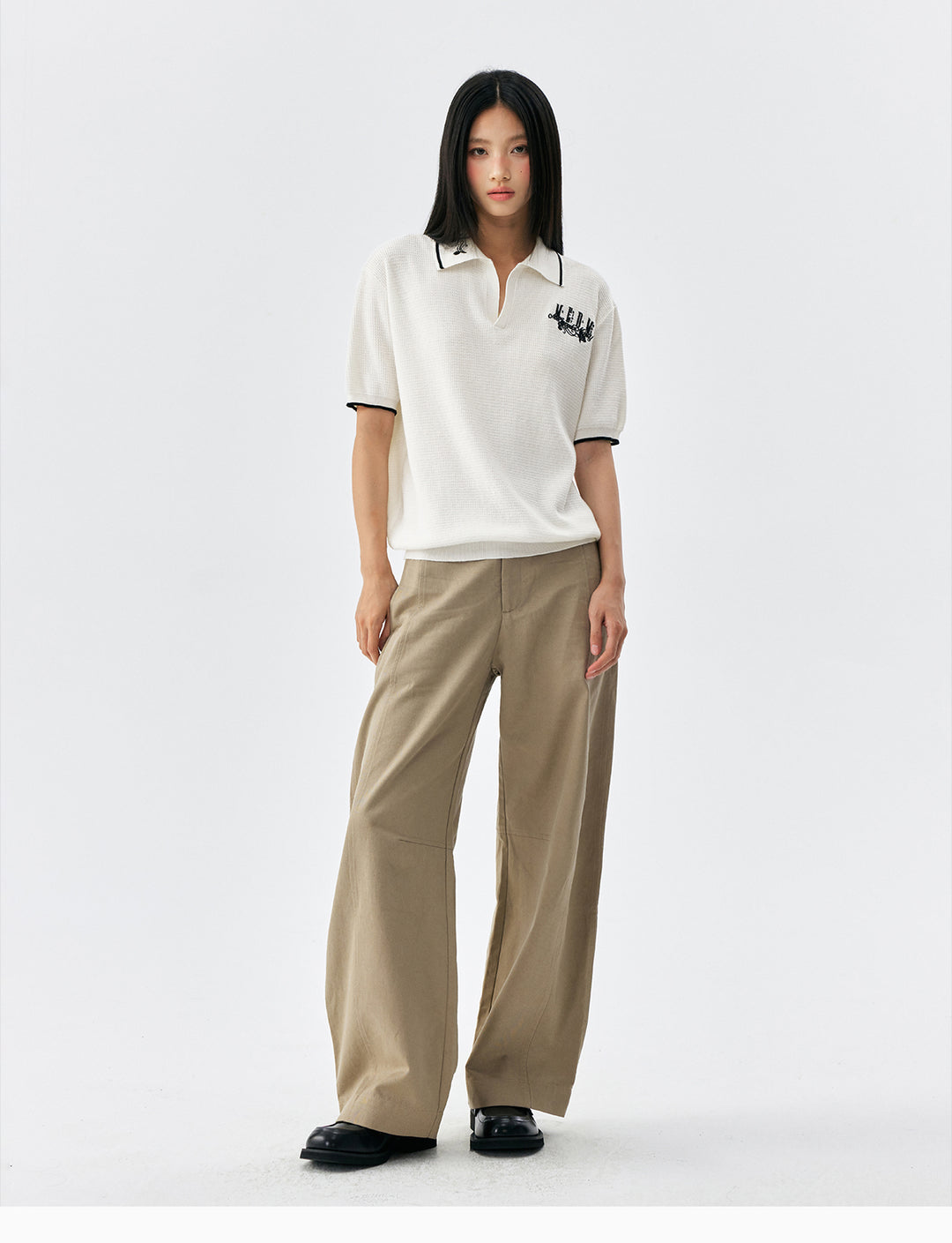 MEDM Rose Embroidered Waffle Knit Polo | Face 3 Face