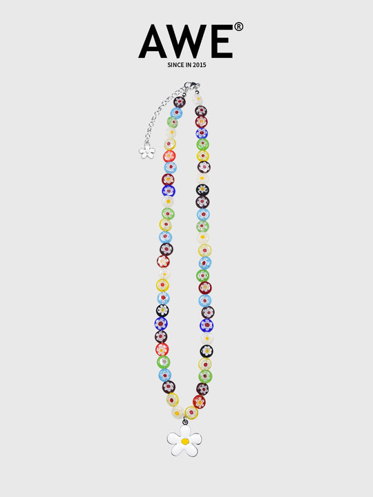 AWE Sunflower Daisy Large Beaded Necklace | Face 3 Face