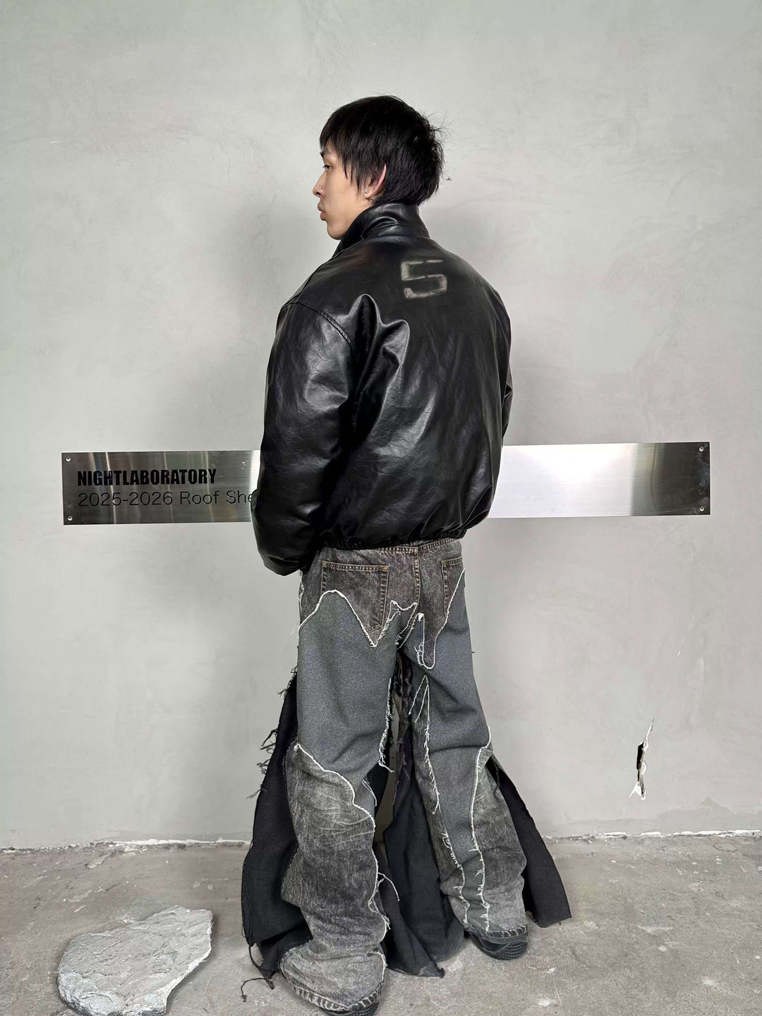 Night Lab Military 5 Painted PU Leather Puffer Bomber Jacket | Face 3 Face