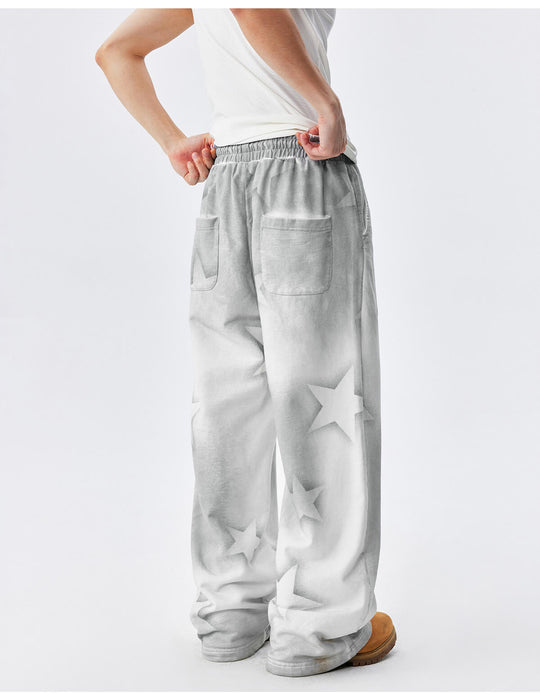 MEDM All Over Star Print Washed Sweatpants | Face 3 Face