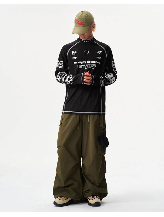 MEDM Multi Logo Print Quick Dry Long Sleeve Sports Tee | Face 3 Face