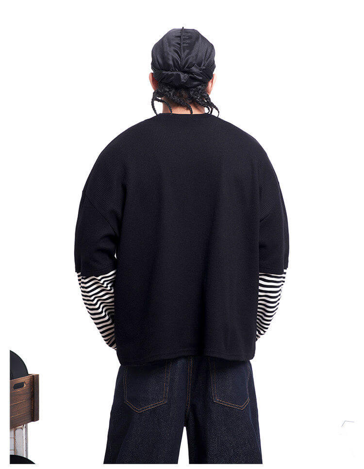 F3F Select Layered Stripe Long Sleeve Waffle Tee | Face 3 Face