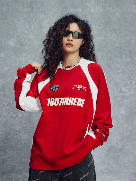 1807 Patchwork Number Sports Long Sleeve Tee | Face 3 Face