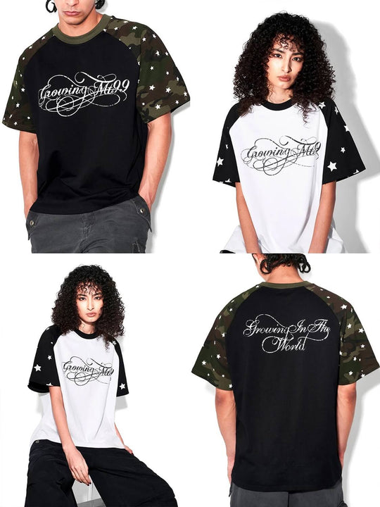 F3F Select Star Print Raglan Color Block Tee | Face 3 Face
