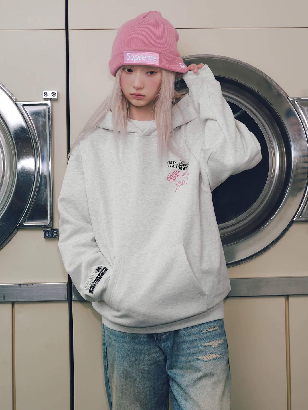 MEDM Handwritten Logo Print Hoodie | Face 3 Face