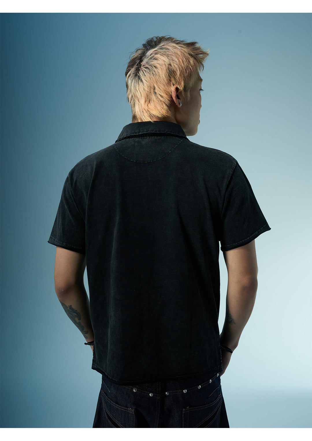 EVILKNIGHT(EK) Embroidered and Logo Printed Washed Polo | Face 3 Face