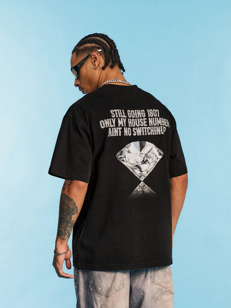 1807 SWAROVSKI Crystal Diamond Print Washed Tee | Face 3 Face