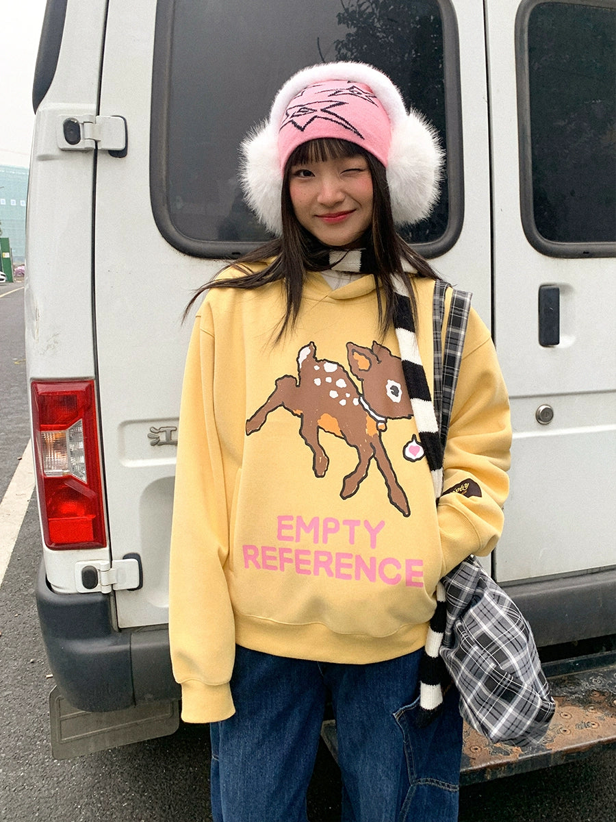 EMPTY REFERENCE Speckled Fawn Letter Print Hoodie | Face 3 Face