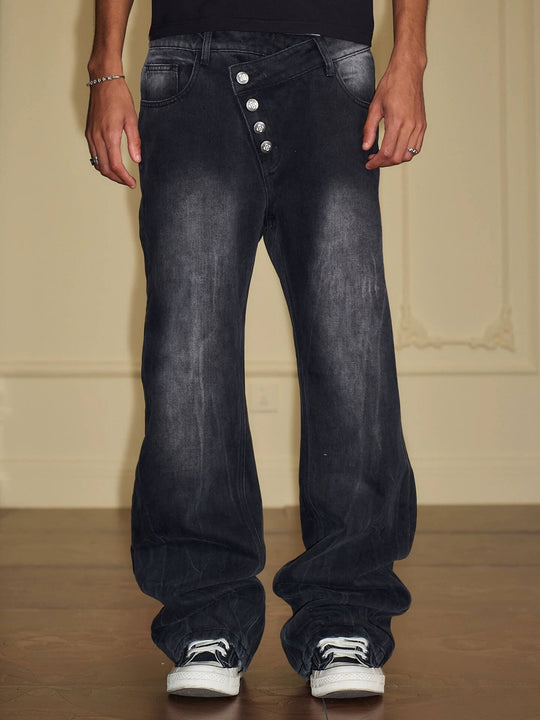 YADcrew Crossover Waist Washed Jeans | Face 3 Face