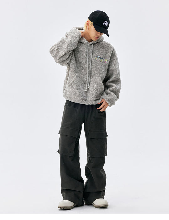 MEDM Gradient Embroidery Sherpa Fleece Hoodie | Face 3 Face