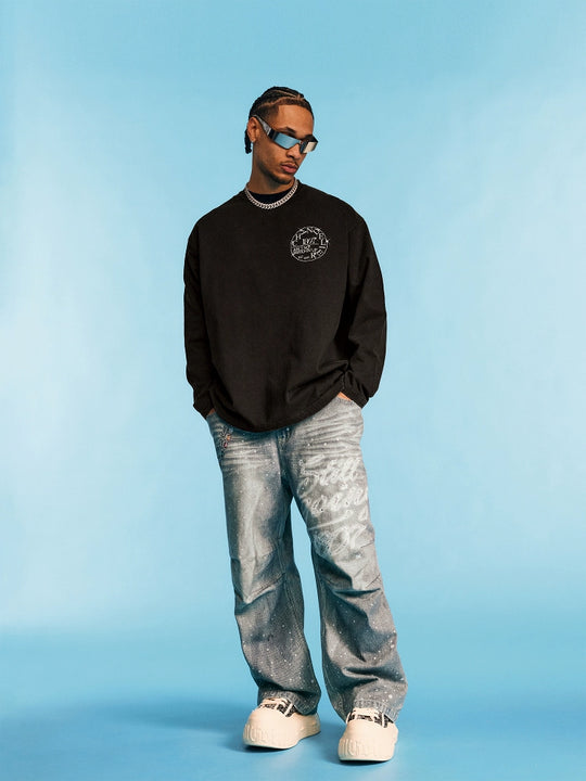 1807 SWAROVSKI Crystal Washed Long Sleeve Tee | Face 3 Face