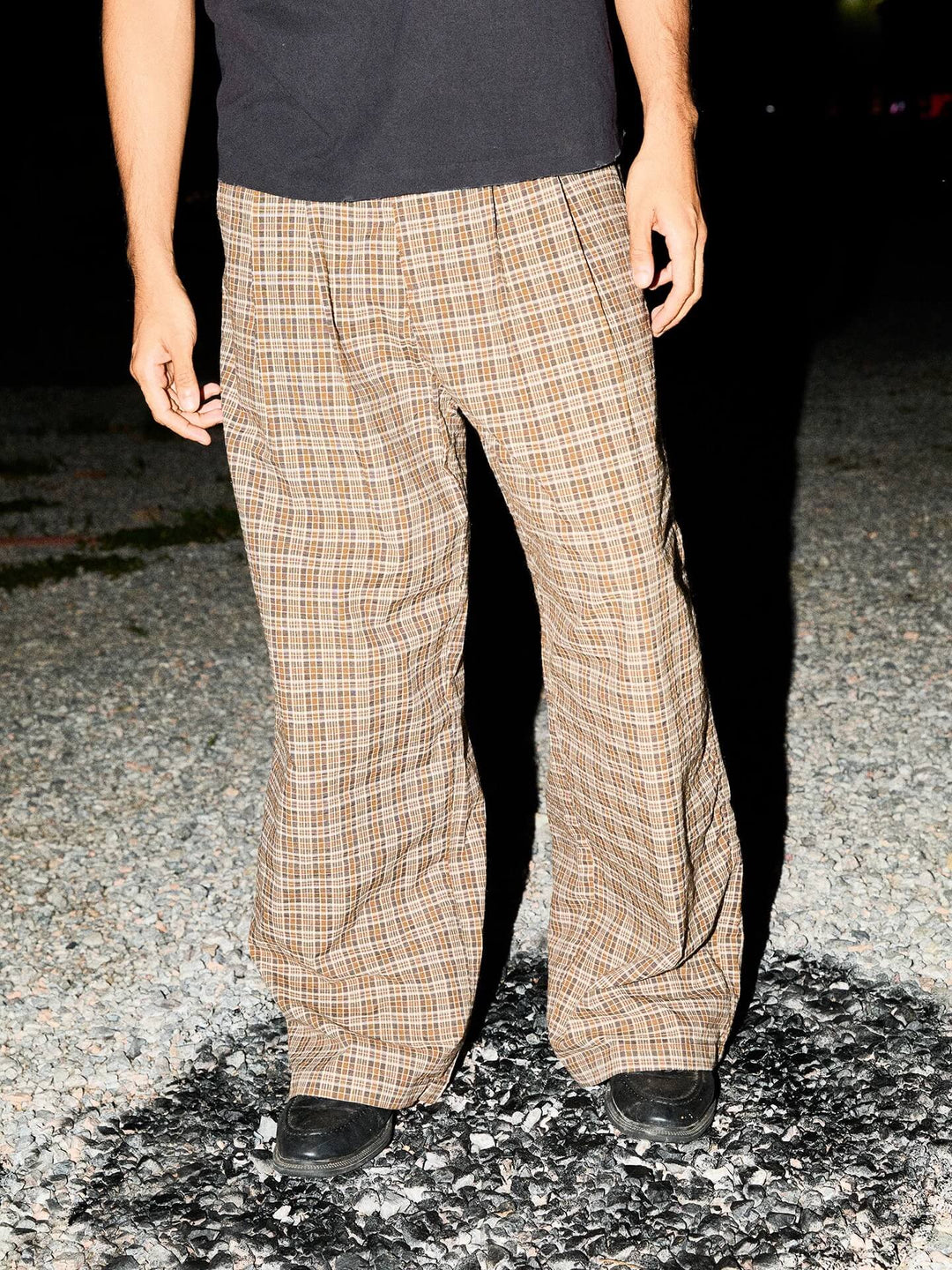 LIBERAFIT Plaid Seersucker Baggy Suit Pants | Face 3 Face