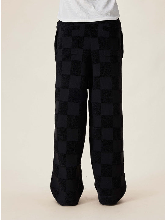 EVILKNIGHT(EK) Jacquard Logo Plaid Knit Pants | Face 3 Face