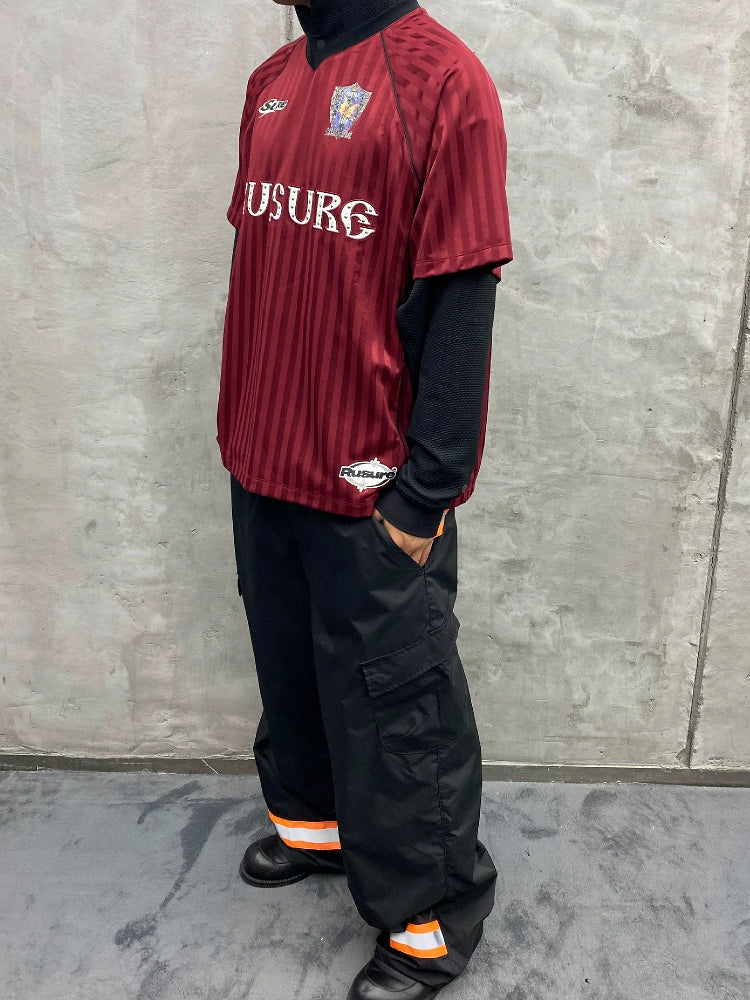 RUSURE Striped Patch Rivets Soccer Jersey | Face 3 Face