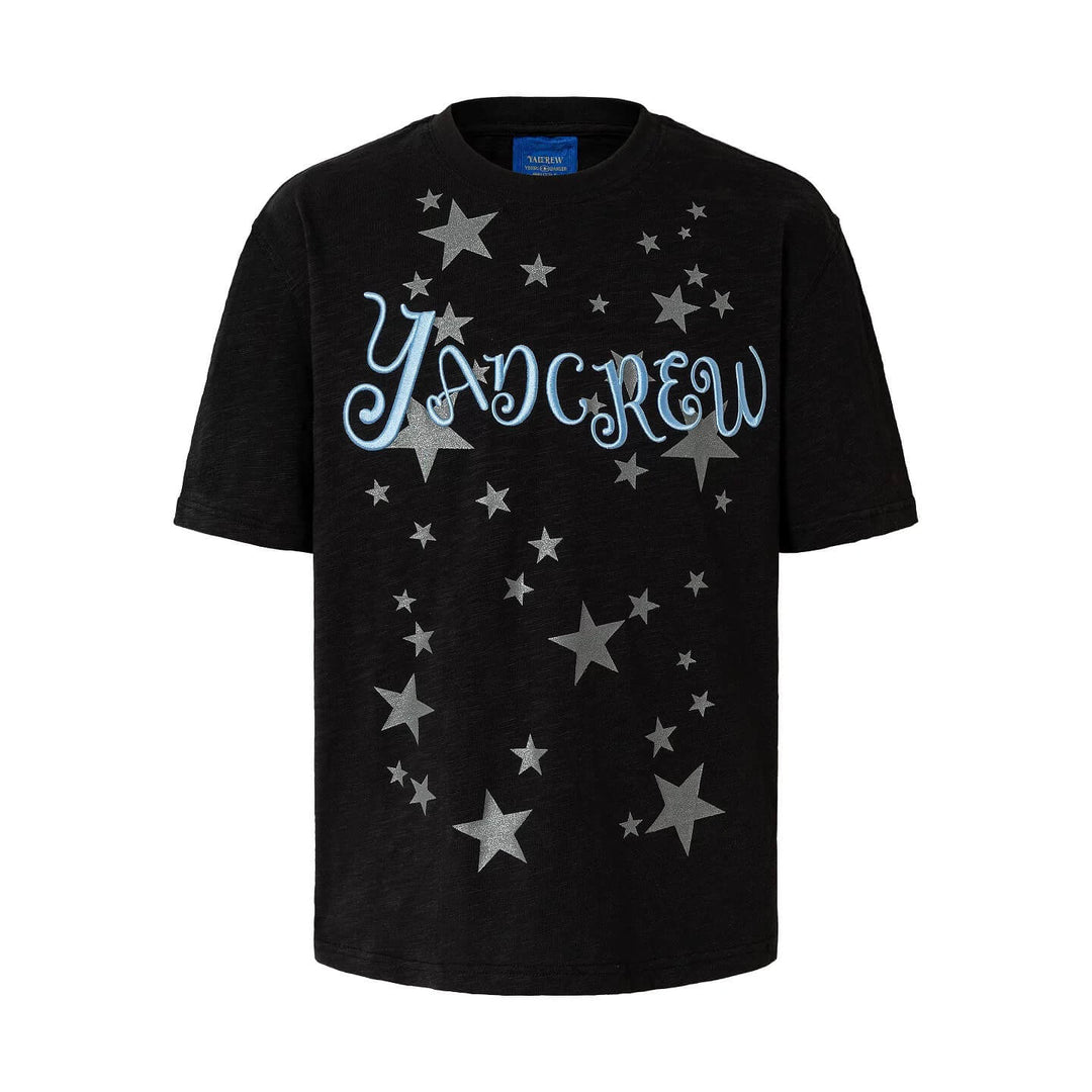 YADcrew Star Print 3D Logo Embroidered Tee | Face 3 Face
