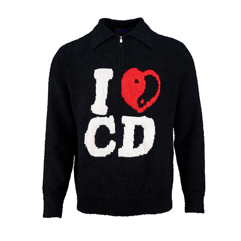 TGFCLUB I LOVE CD Half Zip Fleece Knit Sweater | Face 3 Face