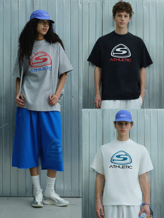 S45 Athletic Logo Distressed Raglan Short Sleeve Tee | Face 3 Face