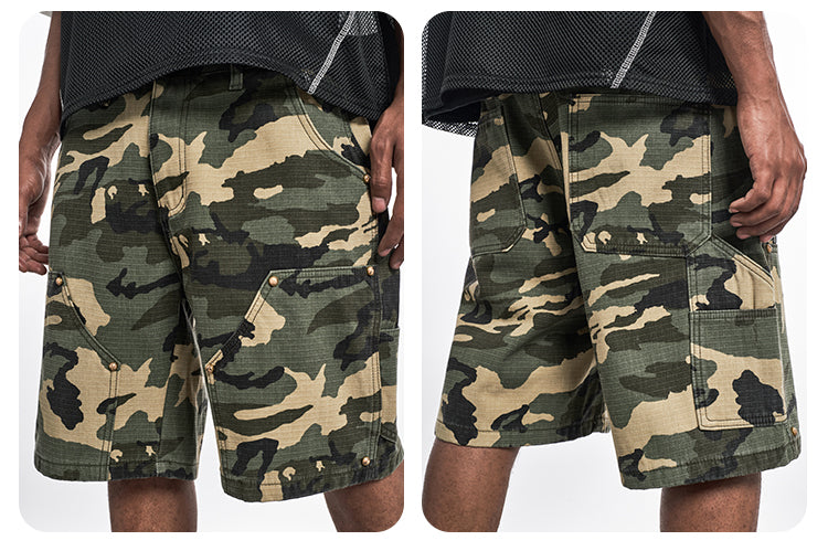 F3F Select Ripstop Double Knee Camouflage Studs Work Shorts | Face 3 Face