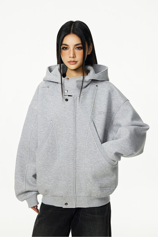 Achock Snap Button Wind Flap Zip Up Hooded Jacket | Face 3 Face