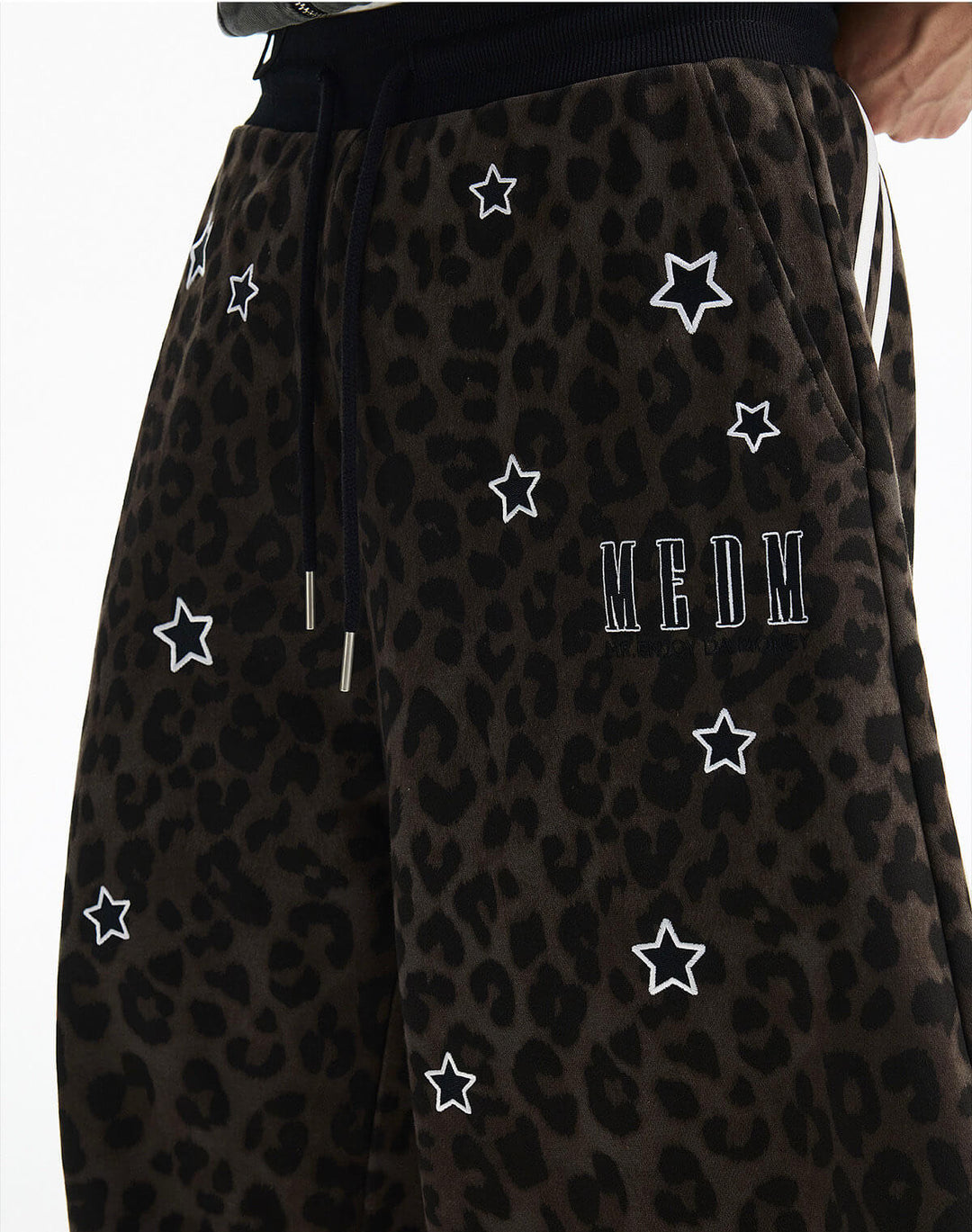 MEDM Leopard Print Star Embroidered Baggy Sweatpants | Face 3 Face