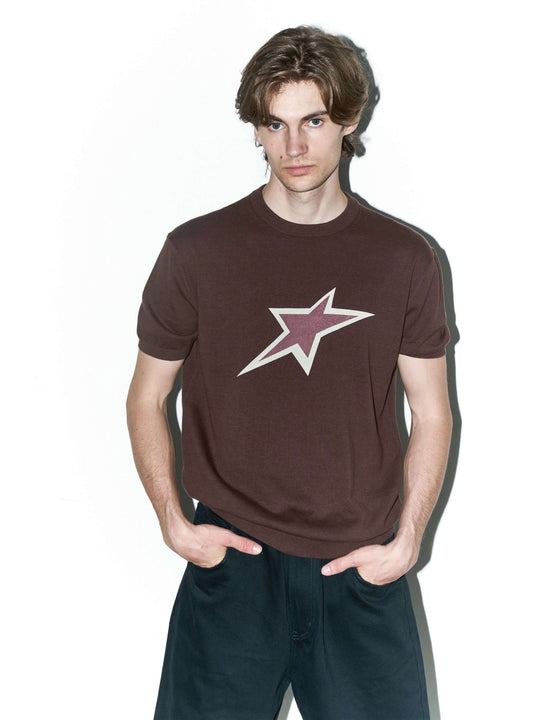 LIBERAFIT Star Cowboy Print Cotton Knit Ribbed Trim Short Sleeve Tee | Face 3 Face