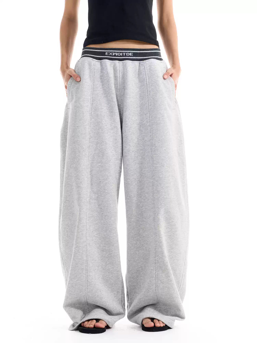 BLIND NO PLAN Ribbed Waist Baggy Sweatpants | Face 3 Face