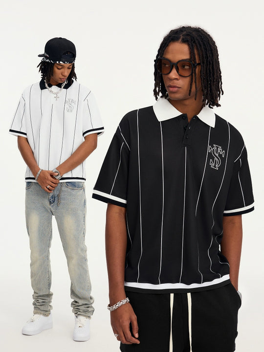 Small Town Kid Pearl Logo Striped Polo Jersey | Face 3 Face