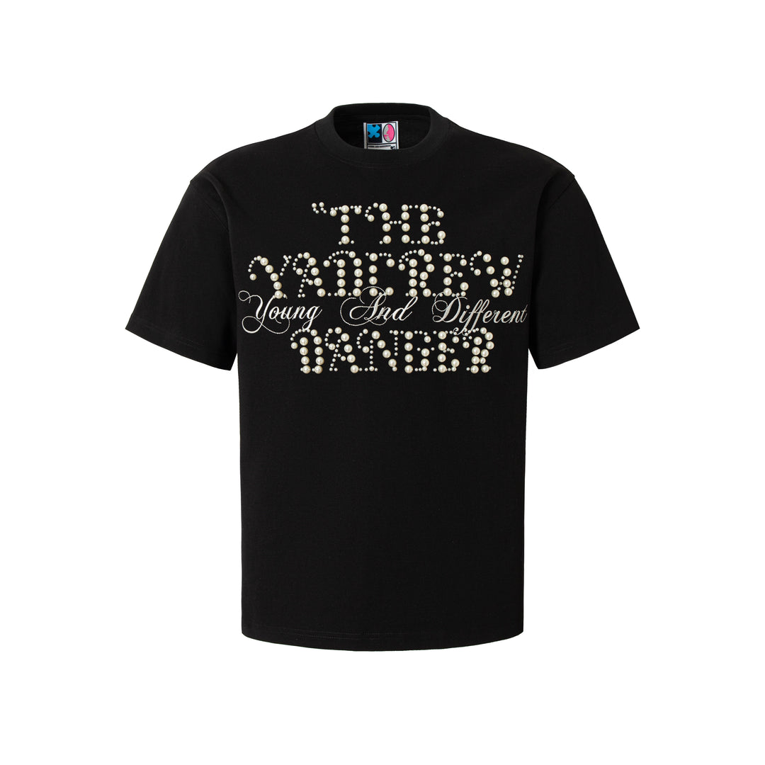 YADcrew Pearl Typography Logo Embroidered Tee | Face 3 Face