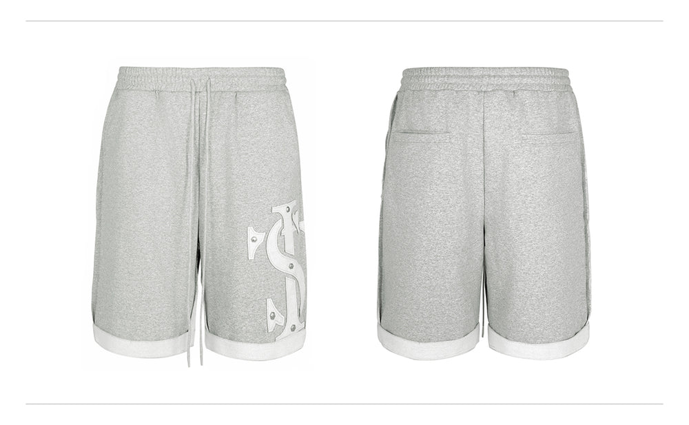 Small Town Kid Patch Studded Sweat Shorts | Face 3 Face