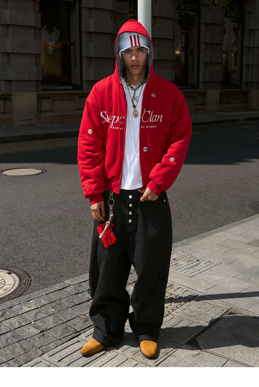 STEEPC Plaid Lined Red Hooded Jacket | Face 3 Face